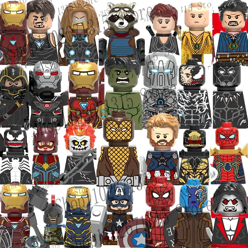 Lego Minifigure Holder - Marvel Avengers Superhero Building Blocks Iron